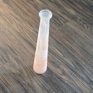 Contemporary/Modern Style Vintage Art Glass Frosted White & Peach Swirl Bud Vase